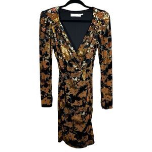 ASTR The Label Lanita Floral Velvet Dress Black Brown Dark Romantic Size Small